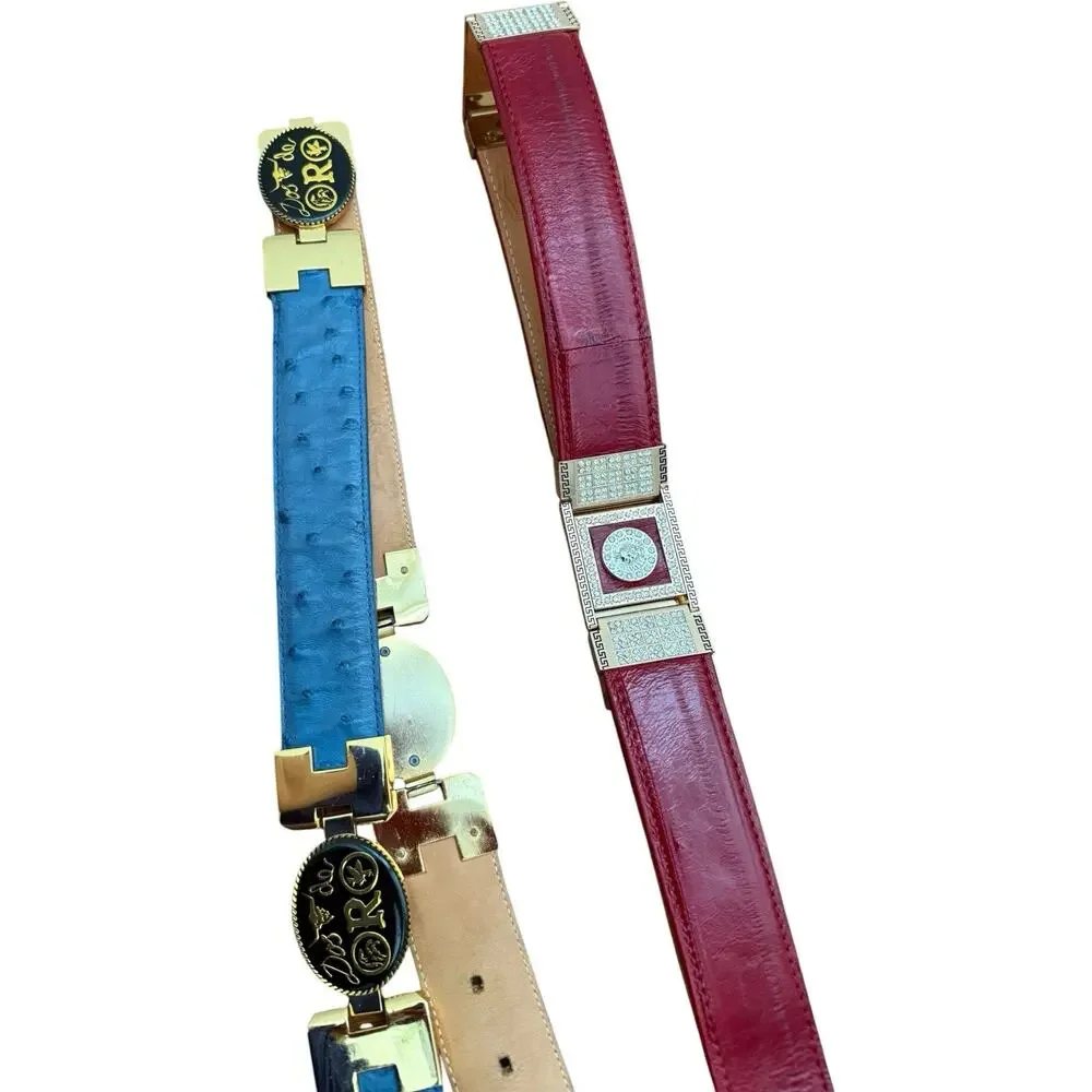 Dos de Oro & Wild West Boots Exotic Leather Western Belt Bundle Size 36
